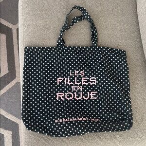 Rouje Les Filles en Rouje Black Polka Dot Tote Bag